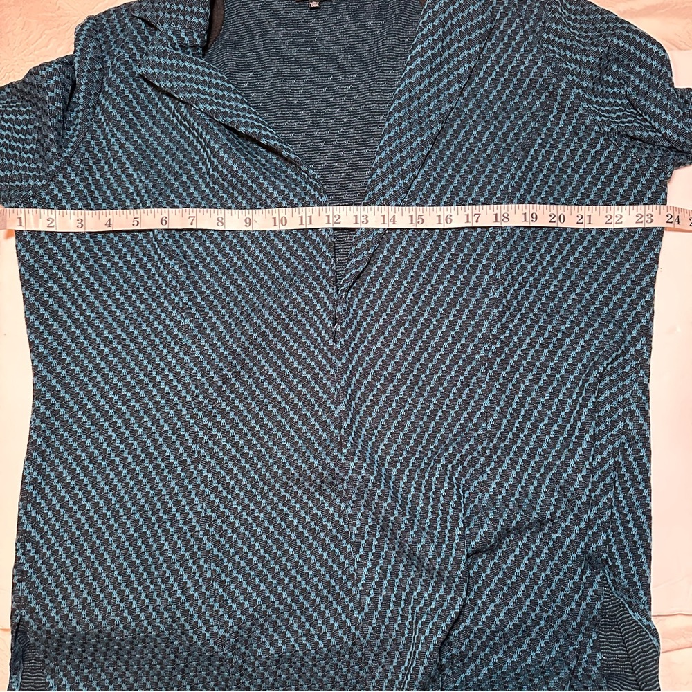 Misook Women’s Galactic Teal & Black Tie Cuff Tailored Knit Jacket- Size Large - Picture 5 of 13